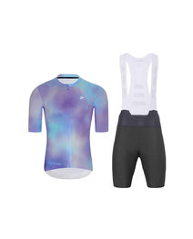 HOLOKOLO Kurzarm Radtrikot und Shorts - COSMA - Anthrazit/Hellblau/Lila